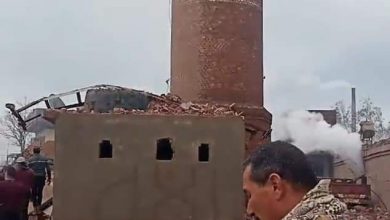 صورة مصرع وإصابة 9 عمال في انهيار مدخنة مصنع طوب بإحدى قرى «ميت غمر»